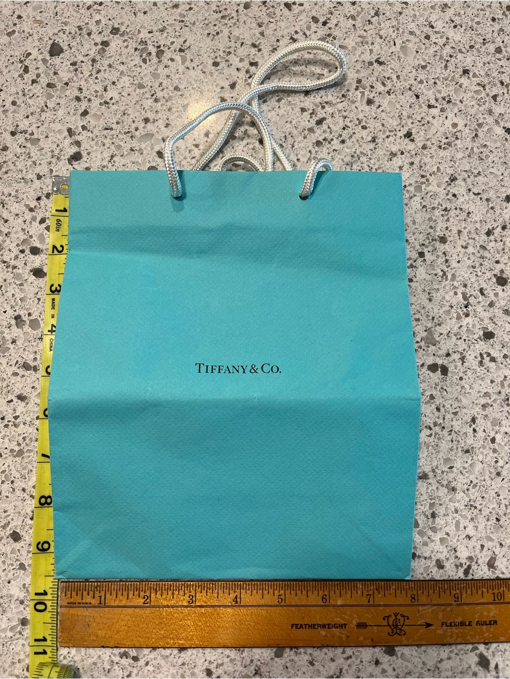 Tiffany & Co. Gift Bag in Signature Blue-Green and card envelope.